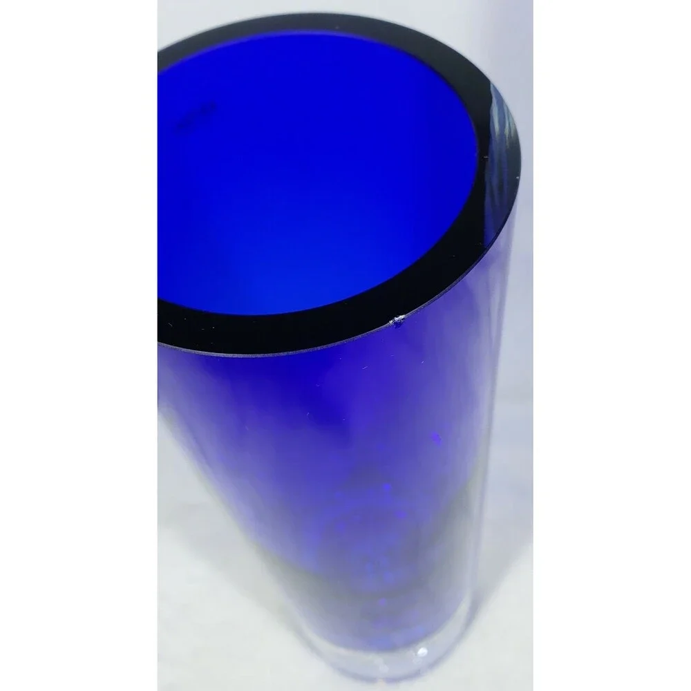 STUNNING Colbalt Blue ~ Beautiful Krosno Vase ~ Poland.  Hand Blown, Bubble!